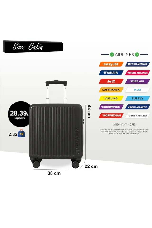 Infinity Luggage Black Hard Shell Cabin TSA Secure TSA Secure