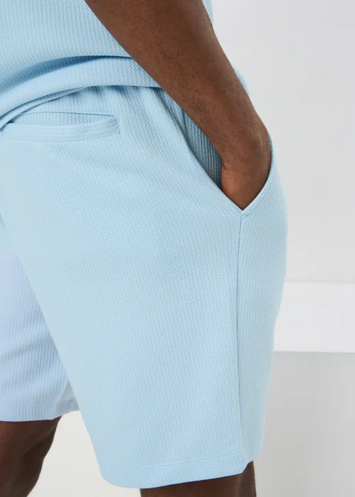 Light Blue Textured Co Ord Shorts - L Image 2