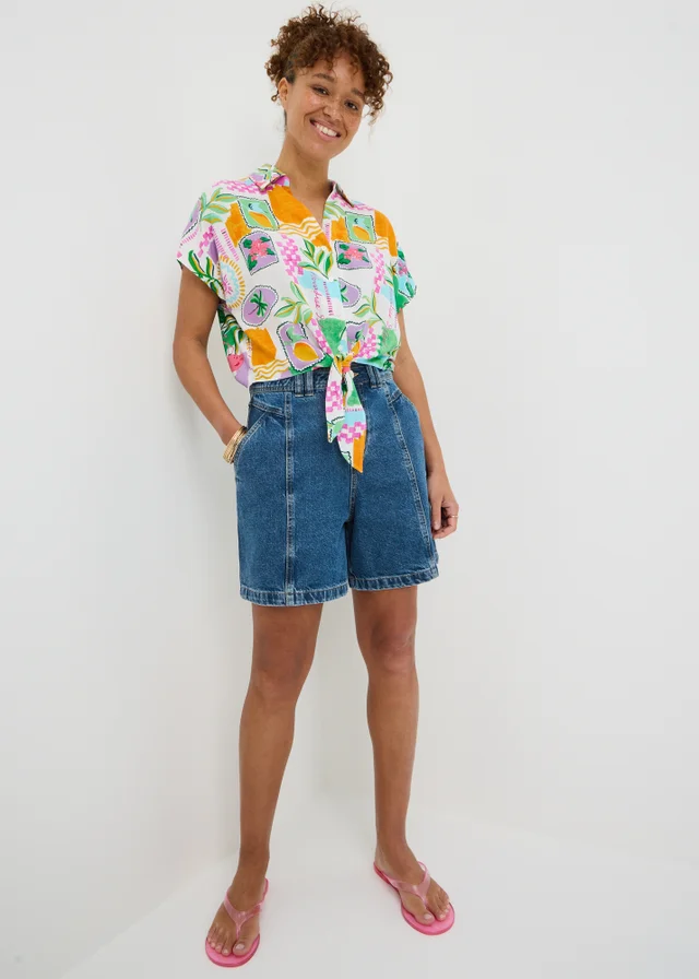 Mid Wash Denim City Shorts