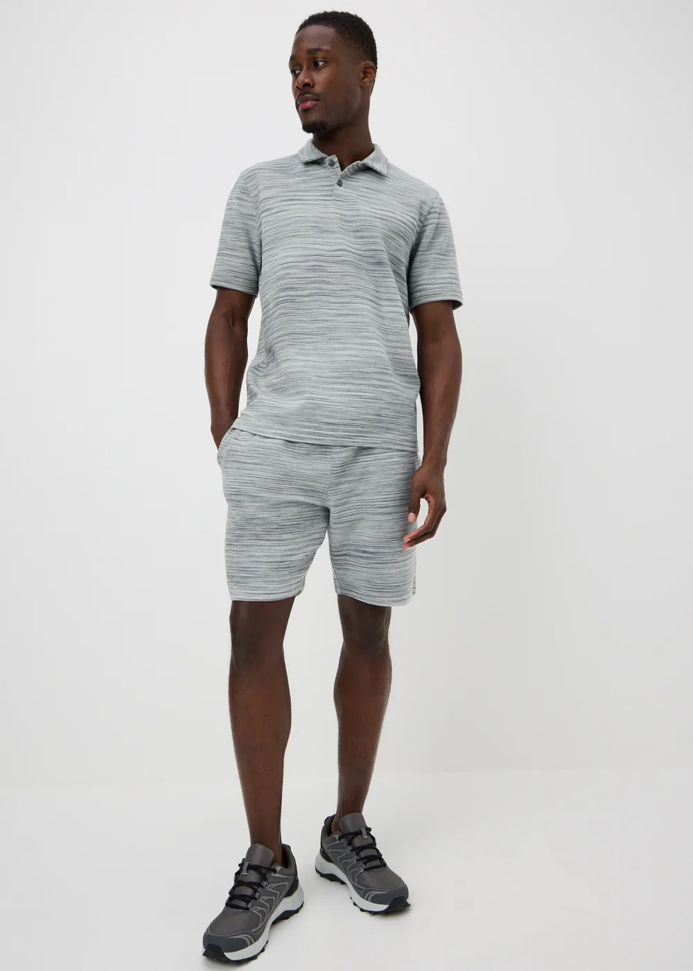 Grey Ottoman Space Dye Polo Shirt - S Image 1