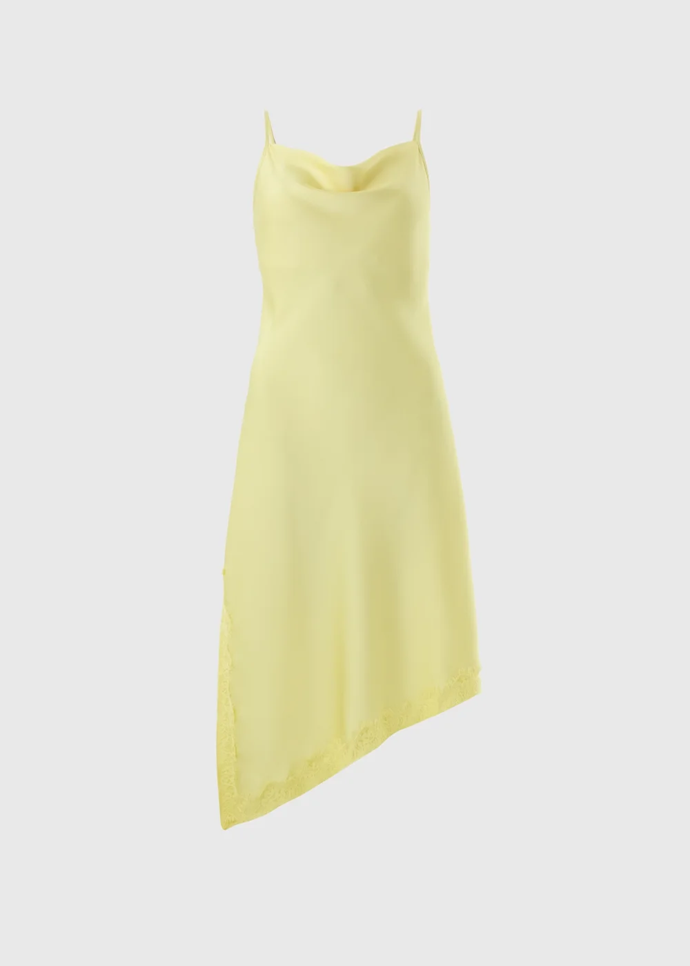 Lemon Satin Asymmetric Cami Midi Dress - 12 Image 4