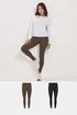 PixieGirl Petite 2 Pack Chocolate Brown & Black Leggings - 8/L27 Image 1