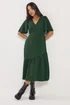 PixieGirl Petite Dark Green Crinkle Tiered Midi Dress - 12 Image 1