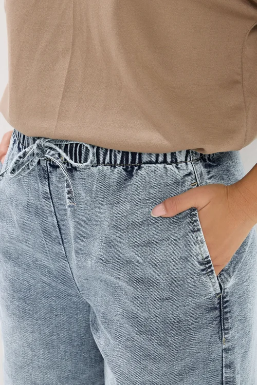 PixieGirl Petite Mid Blue Pull On Wide Leg Jeans - 16/L27 Image 4