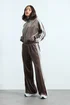 PixieGirl Petite Brown Side Stripe Velvet Wide Leg Trousers - 14/L27 Image 1
