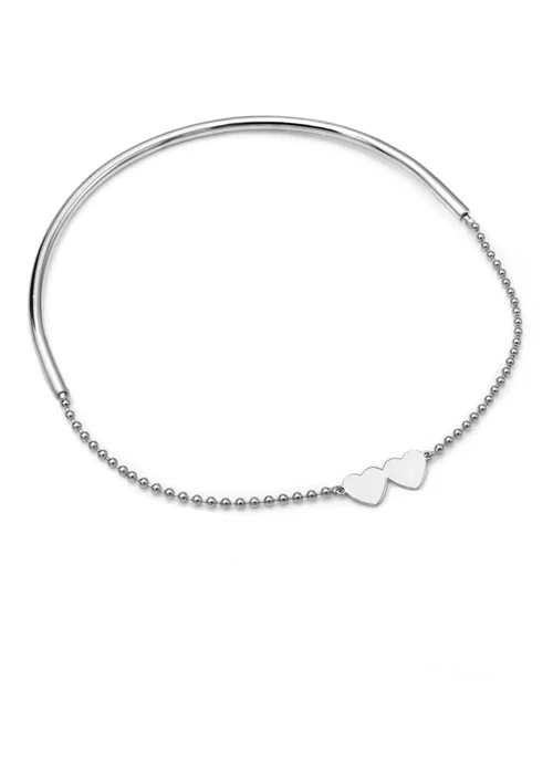 Say It With Silver Detachable Double Heart Choker Necklace - 16 - inch Image 1