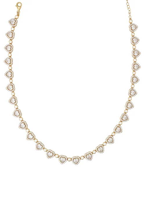 Say It With Yellow Gold Heart Tennis Choker Necklace - 14- inch Image 1