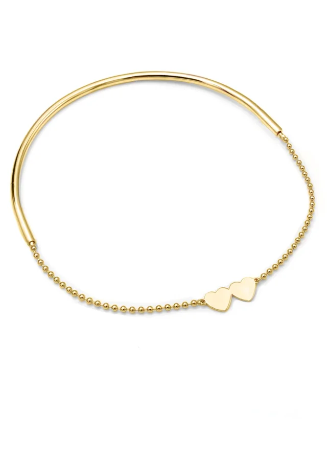 Say It With Yellow Gold Detachable Double Heart Choker Necklace