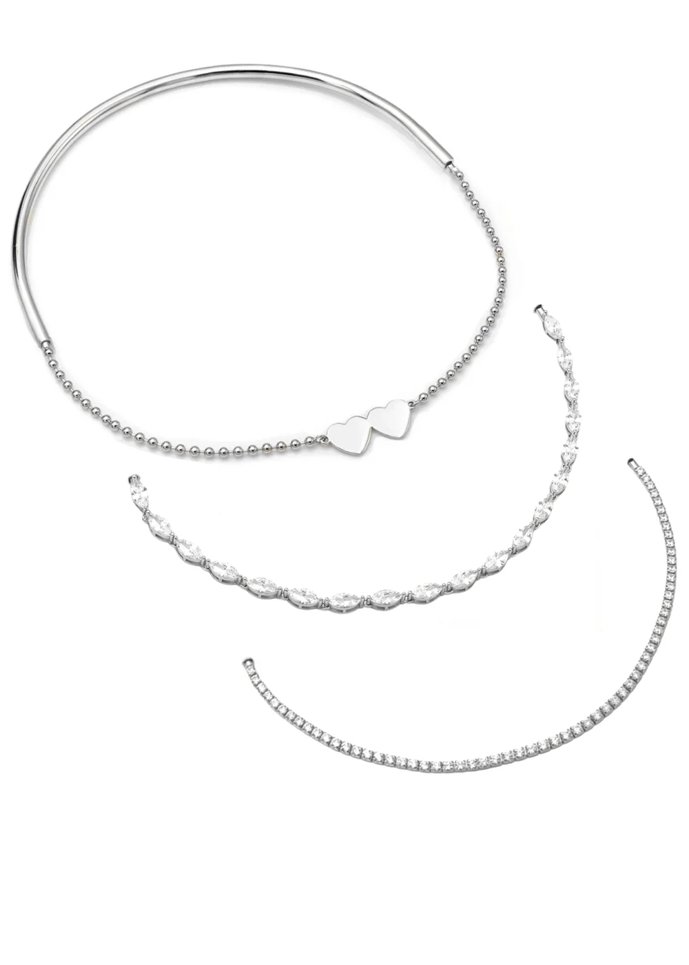 Say It With Silver Detachable Choker Necklace Set - 16 - inch Image 1