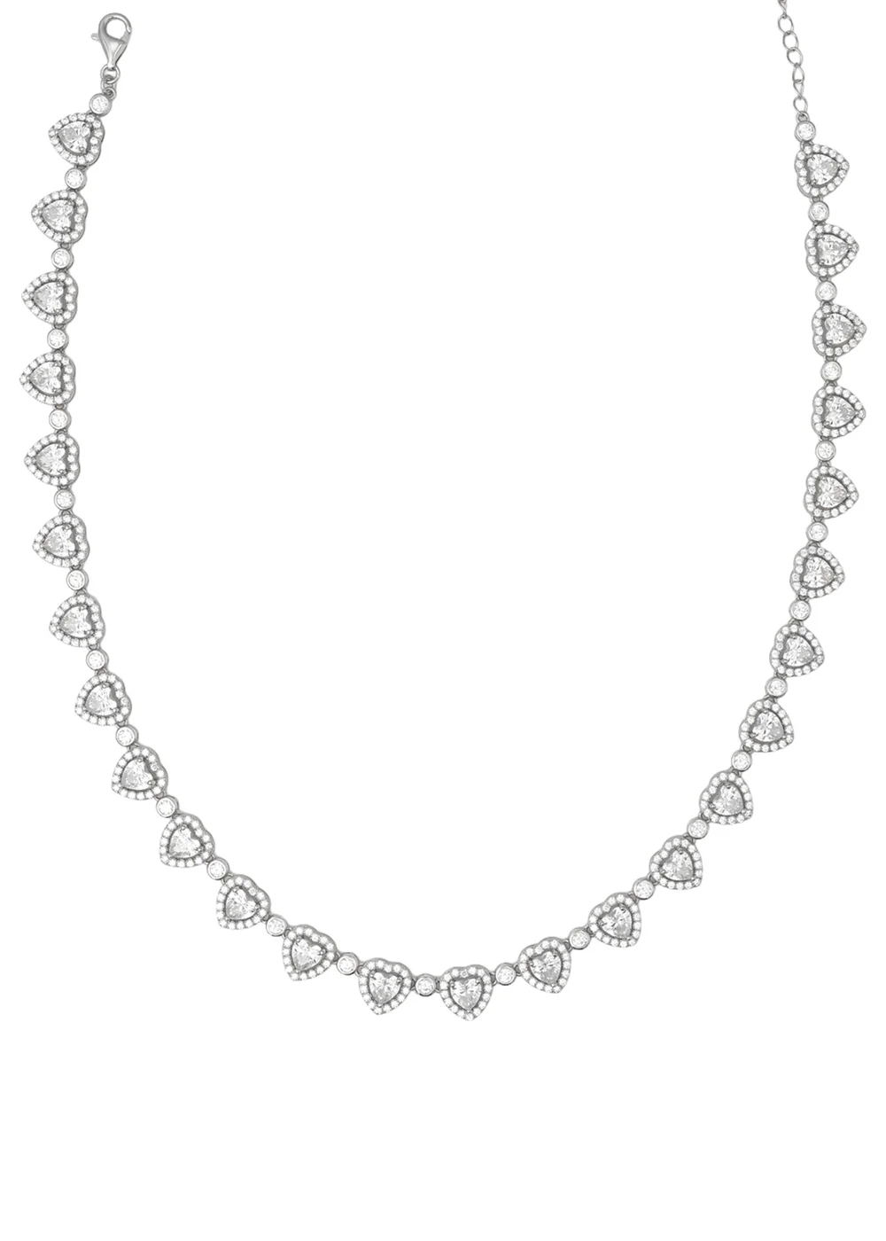 Say It With Silver Heart Tennis Choker Necklace - 14- inch Image 1