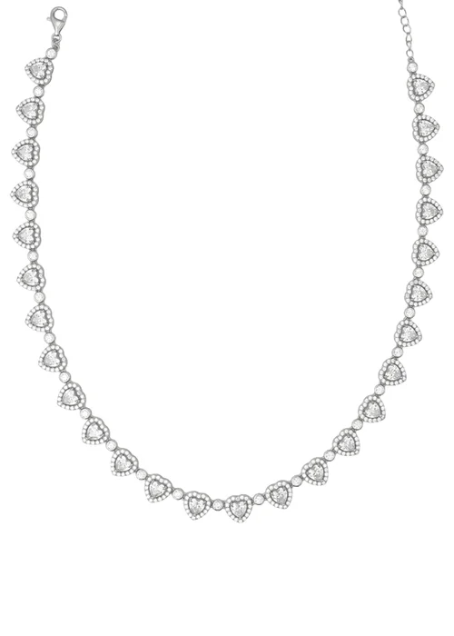 Say It With Silver Heart Tennis Choker Necklace - 14- inch Image 1