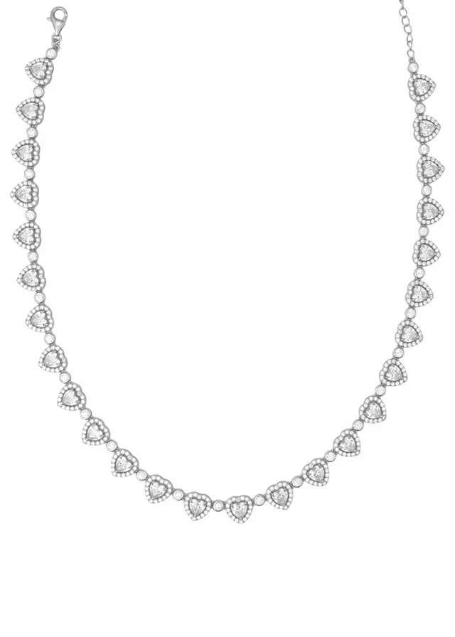 Say It With Silver Heart Tennis Choker Necklace