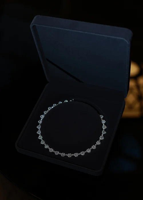 Say It With Silver Heart Tennis Choker Necklace - 14- inch Image 2