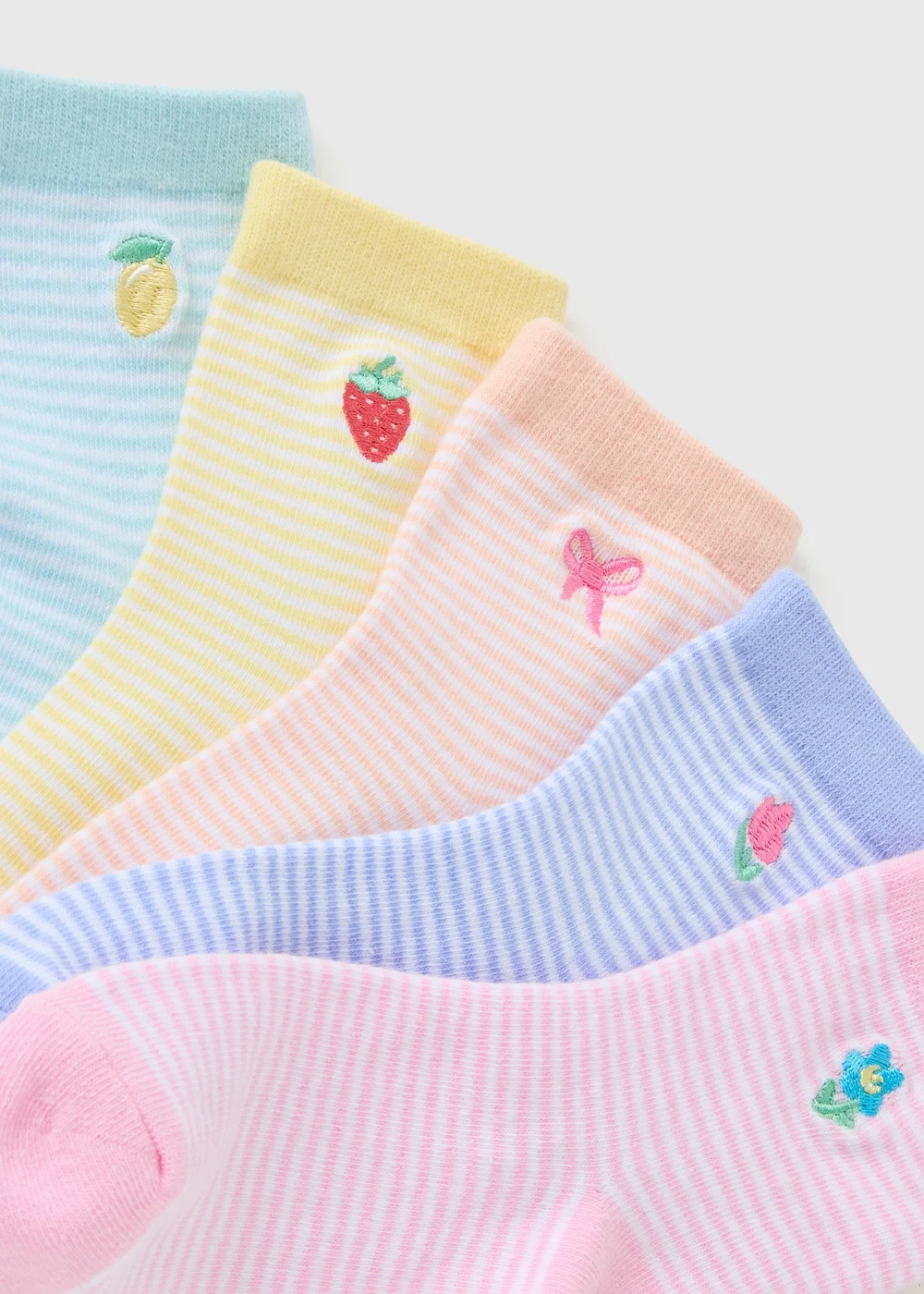 5 Pack Girls Multicolour Fruit Socks (Younger 6-Older 6.5) - Sizes 4-6.5 Image 2