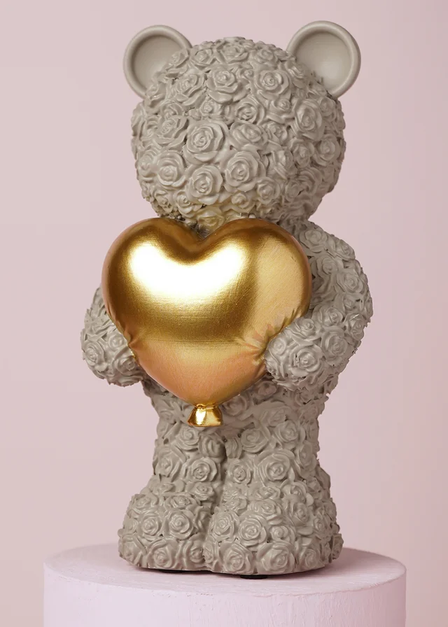 The Seasonal Gift Co. Love Is Sweet Grey Bear Holding Heart In Both Arms