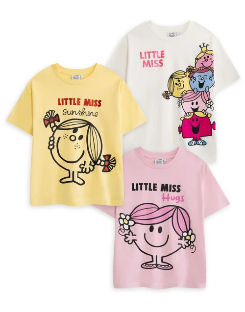 Vanilla Underground Mr. Men & Little Miss Girls Multicoloured T-Shirts (2-8 Years) - Pack of 3 - 4-5 Yrs Image 1