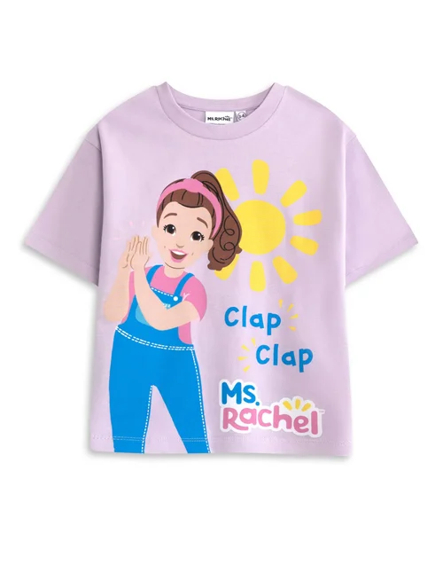 Vanilla Underground Ms. Rachel Girls Pink Clap Clap T-Shirt (12 mnths - 5 years) - 3-4 Yrs Image 1