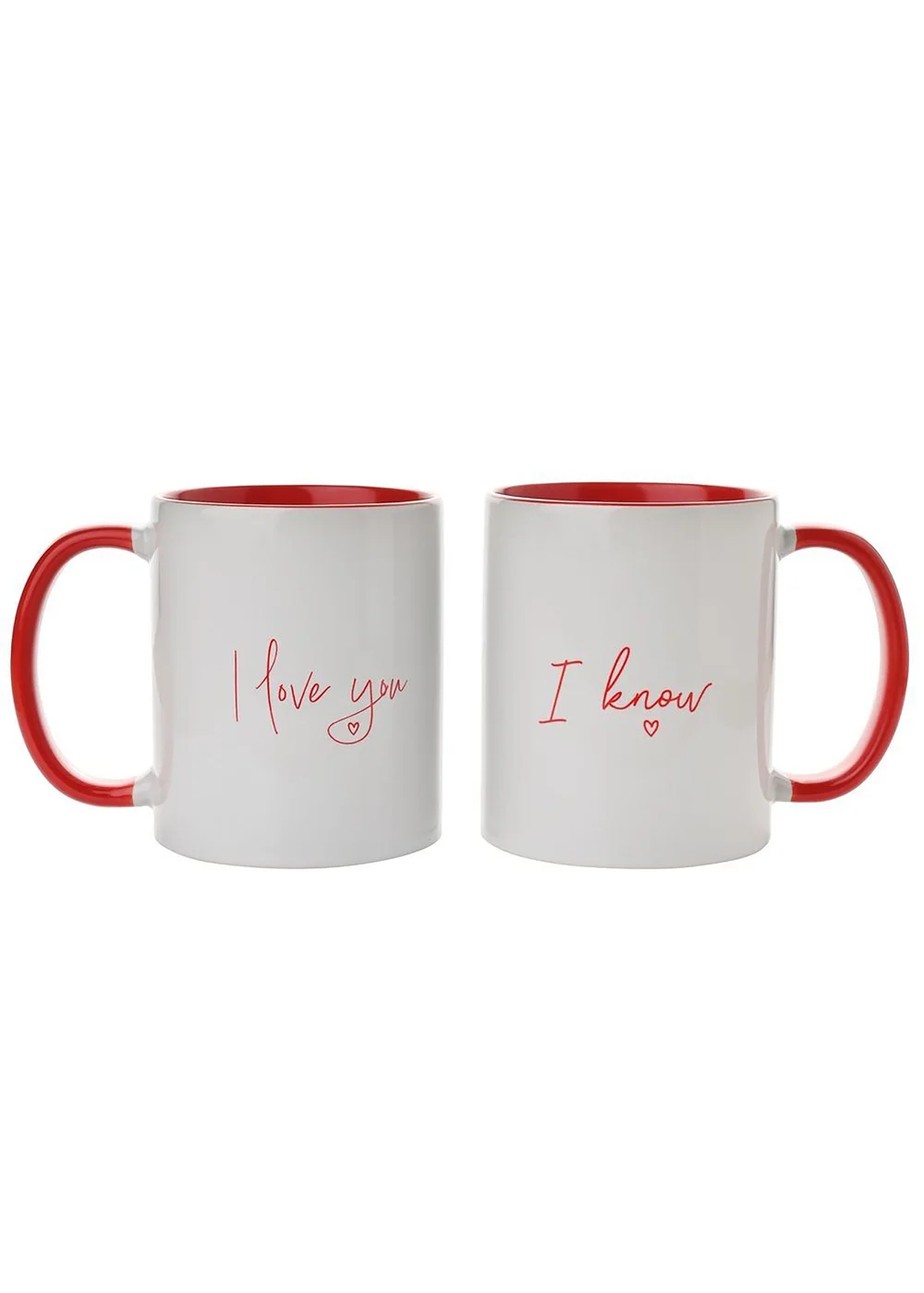 The Seasonal Gift Co. Love Is Sweet Pair of Red 11oz Handled Mugs I Love You... I know - One Size Image 2