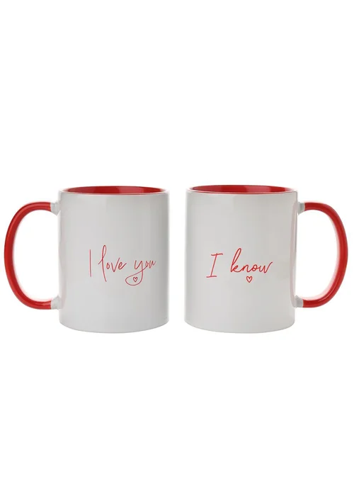 The Seasonal Gift Co. Love Is Sweet Pair of Red 11oz Handled Mugs I Love You... I know - One Size Image 2