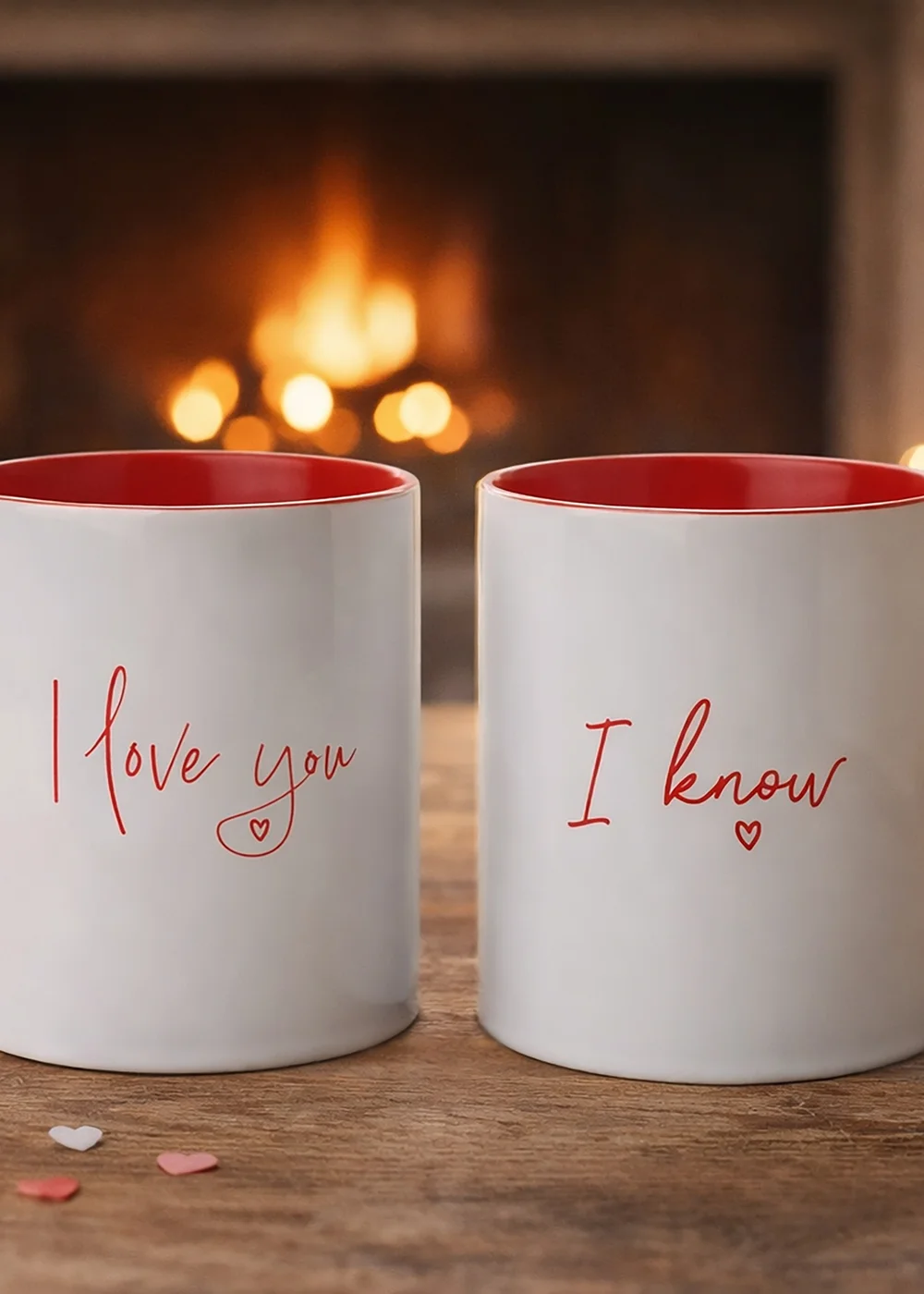 The Seasonal Gift Co. Love Is Sweet Pair of Red 11oz Handled Mugs I Love You... I know - One Size Image 1