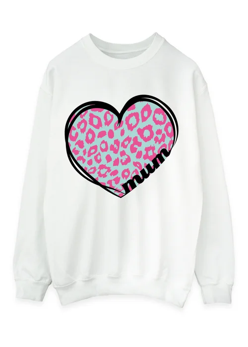 Spiral Galaxy Mother's Day Mum Leopard Heart White Graphic Sweatshirt - 4XL Image 1