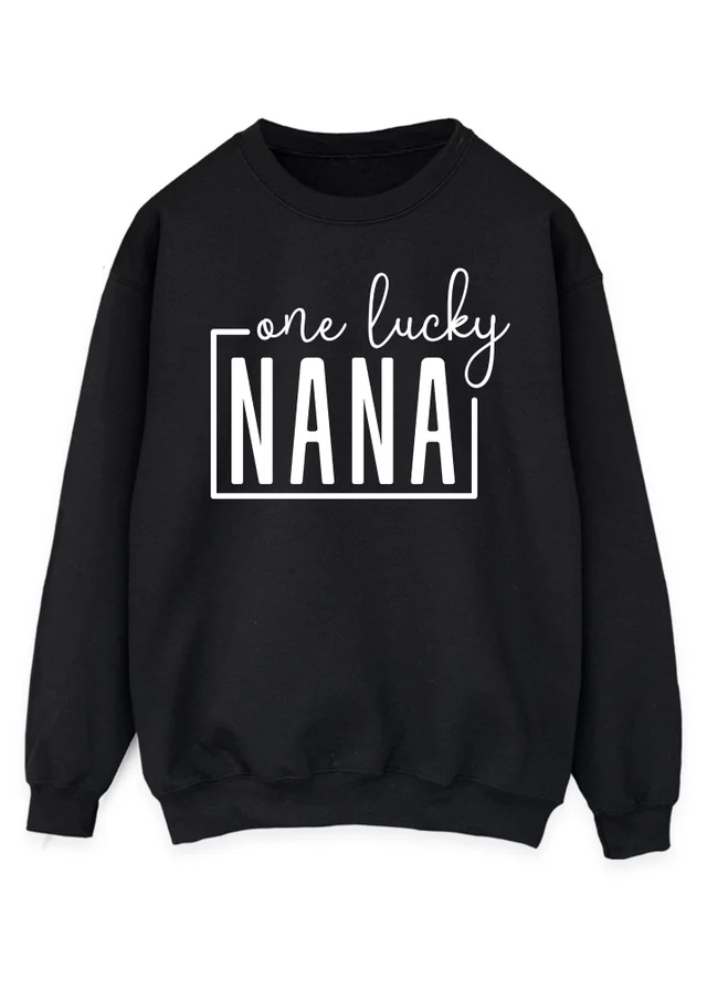 Spiral Galaxy Mother's Day One Lucky Nana Black Graphic Sweatshirt