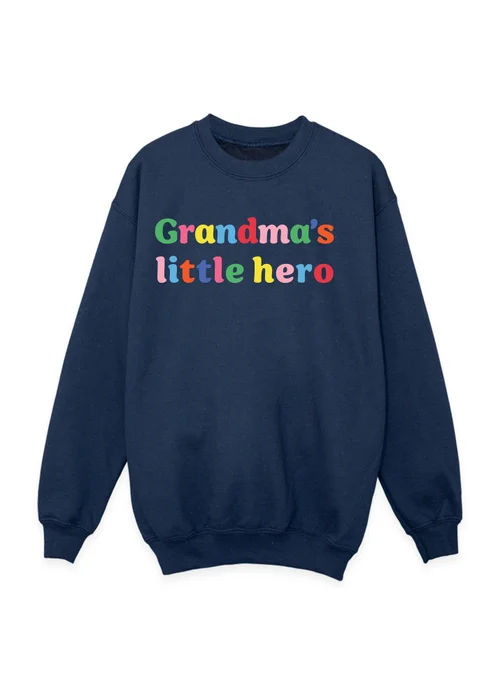 Ada & Ted Mother's Day Grandma's Little Hero Girls Navy Blue Graphic Sweatshirt (3-13 Years) - 7-8 Yrs Image 1
