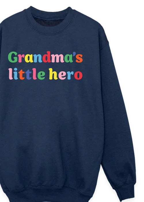 Ada & Ted Mother's Day Grandma's Little Hero Girls Navy Blue Graphic Sweatshirt (3-13 Years) - 7-8 Yrs Image 2
