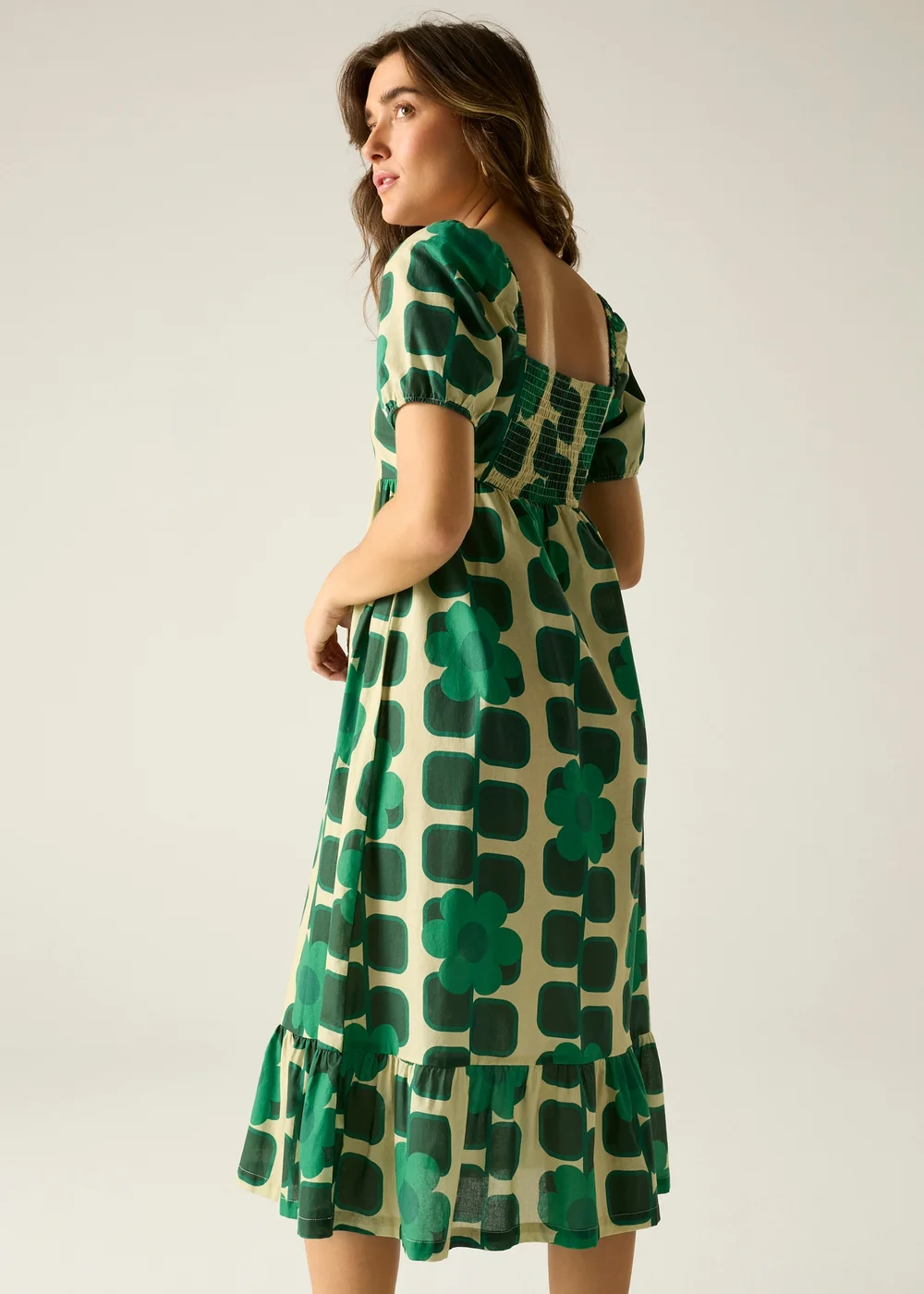 Regatta Giant Square Flower Green Orla Midi Summer Dress - 8 Image 3