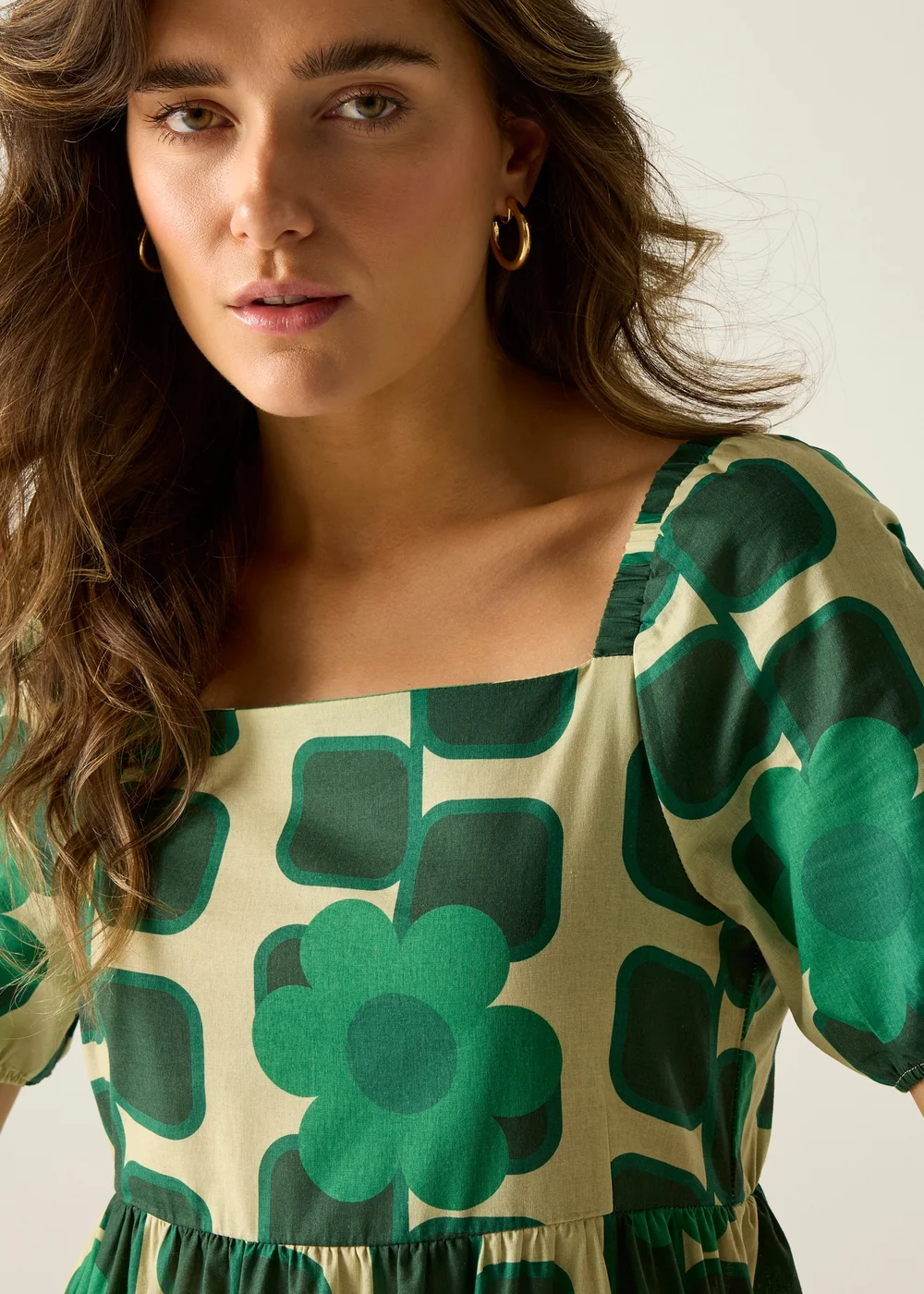 Regatta Giant Square Flower Green Orla Midi Summer Dress - 8 Image 4