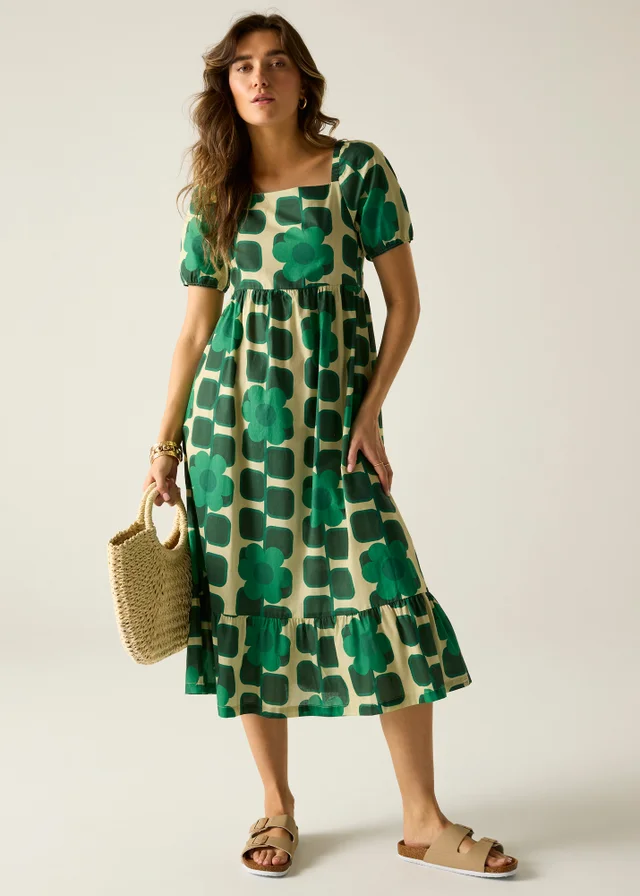 Regatta Giant Square Flower Green Orla Midi Summer Dress