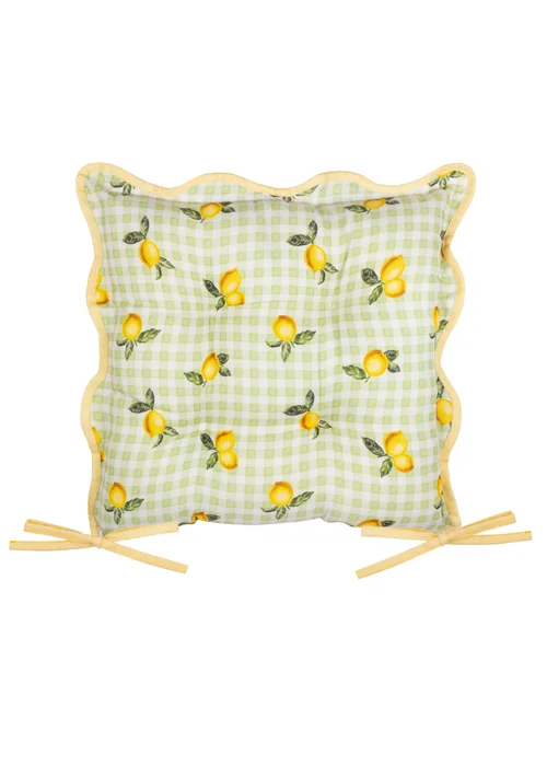 Furn Fruits Lemons Gingham 2 Pack Indoor/Outdoor Seat Pads (40 x 40cm) - 40cm x 40cm Image 2