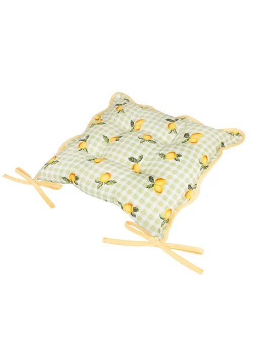 Furn Fruits Lemons Gingham 2 Pack Indoor/Outdoor Seat Pads (40 x 40cm) - 40cm x 40cm Image 3