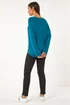 Roman Teal Embellished Snowflake Stretch Top - M Image 3