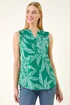 Roman Green Floral Puff Print Stretch Vest Top - 12 Image 4