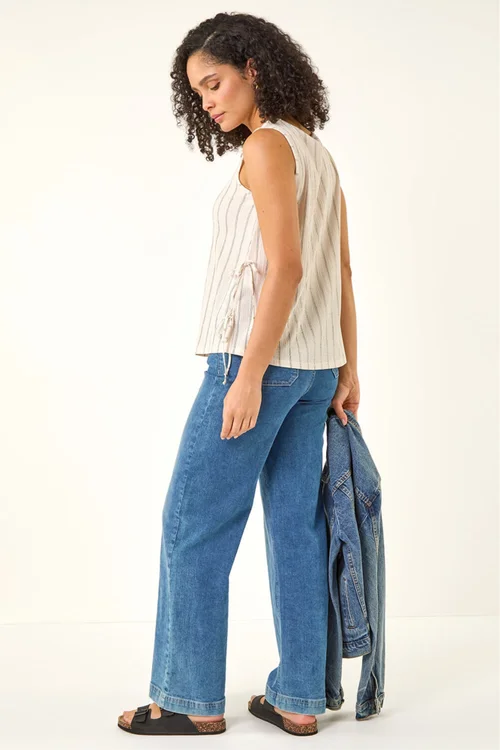 Roman Ivory Stripe Side Tie Detail Top - 16 Image 4