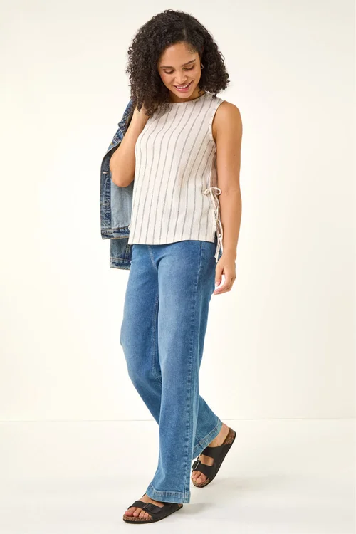 Roman Ivory Stripe Side Tie Detail Top - 16 Image 3