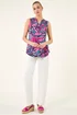 Roman Pink Floral Print Stretch Vest Top - 10 Image 2