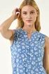 Roman Blue Floral Puff Print Vest Top - 14 Image 4