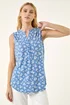 Roman Blue Floral Puff Print Vest Top - 14 Image 1