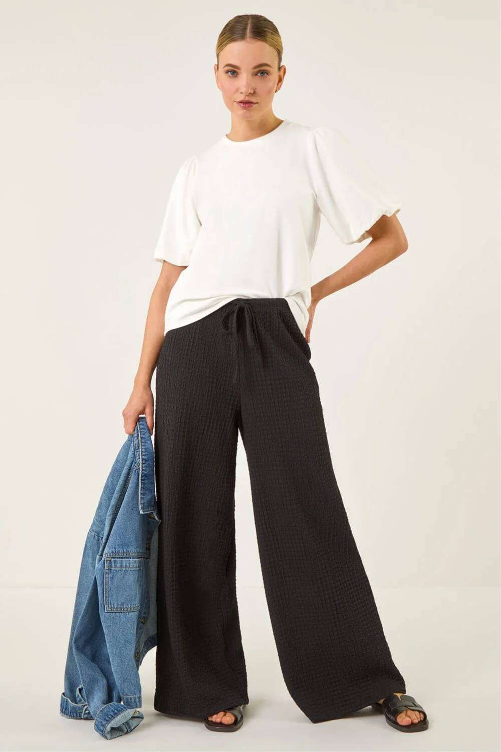 Dusk White Puff Sleeve Stretch T-Shirt - 14 Image 3