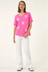 Roman Pink Faux Pearl Embellished Bow T-Shirt - 12 Image 2