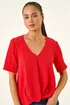 Roman Red Petite Textured Twist Hem Top - 12 Image 4