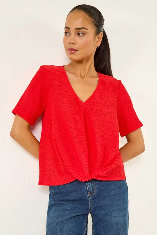 Roman Red Petite Textured Twist Hem Top - 12 Image 1