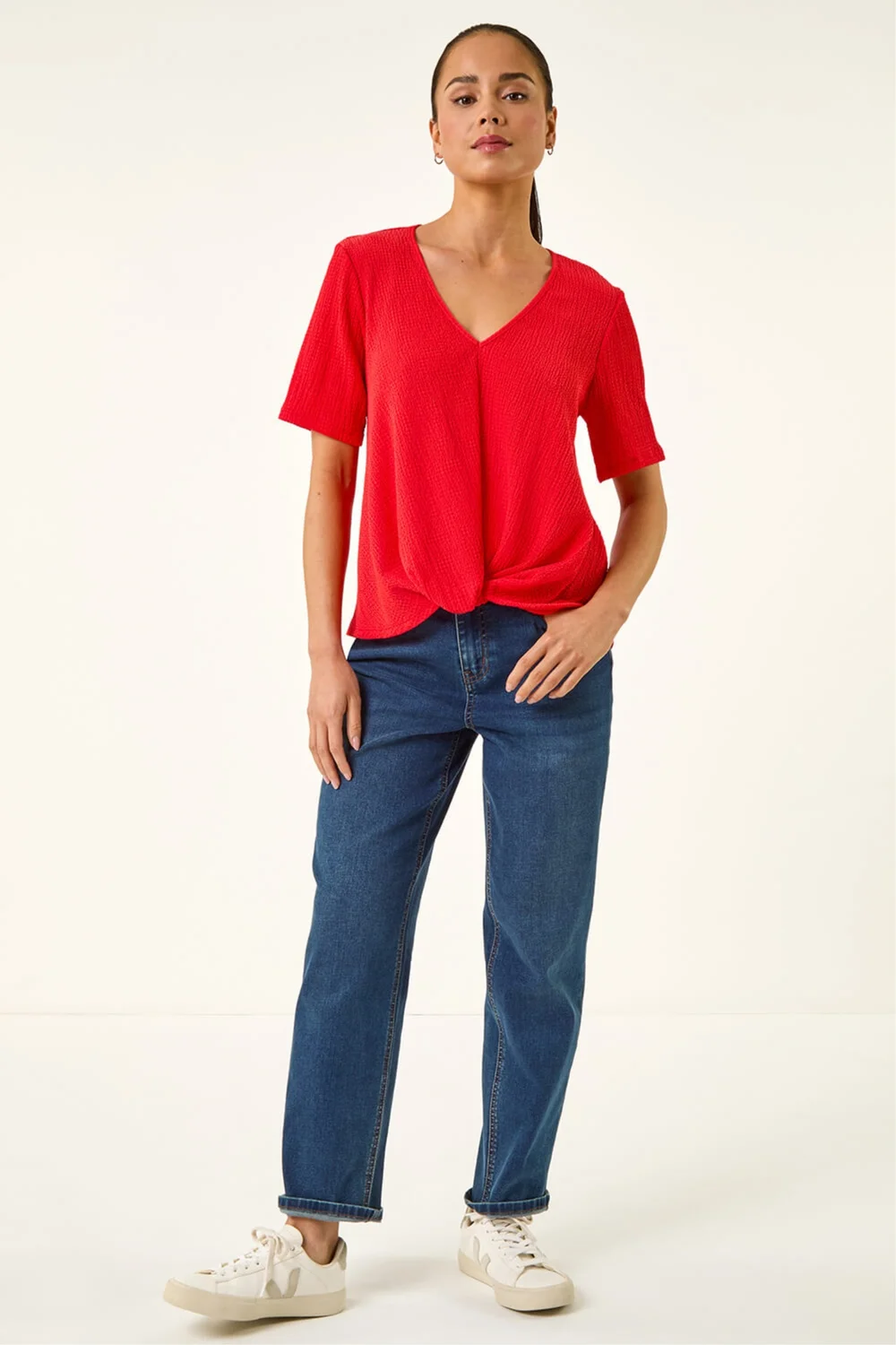 Roman Red Petite Textured Twist Hem Top - 12 Image 2