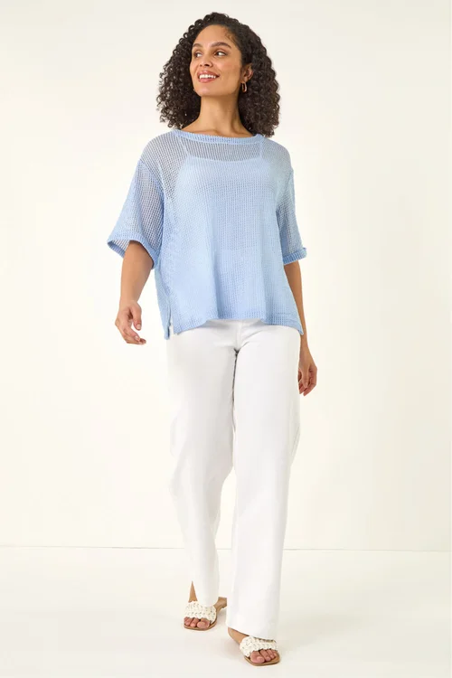 Roman Blue Oversized Textured Stretch Top - 18 Image 2