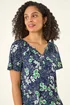 Roman Green Floral Gathered V-Neck Top - 18 Image 4