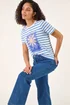 Roman Blue Motif Stripe Print Cotton Top - 18 Image 1