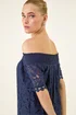 Roman Navy Lace Detail Bardot Top - 12 Image 4
