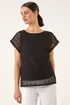 Roman Black Lace Overlay Stretch Top - 18 Image 4